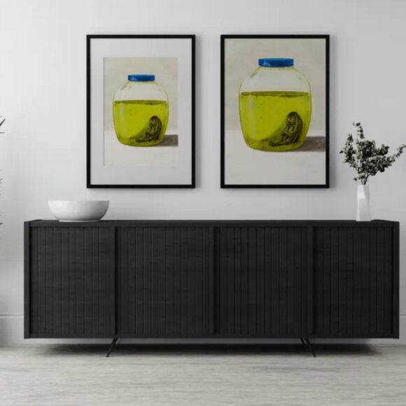 "The Last Cucumber" humorous painting; modern wall art, unique kitchen poster. - Picture 2 of 4